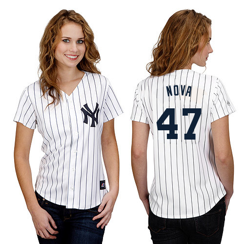 Ivan Nova #47 mlb Jersey-New York Yankees Women's Authentic Home White Baseball Jersey - Click Image to Close